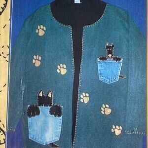 Crawford Designs 055 Pattern Pocket Full Of Puppies Sweatshirt Cardigan Folkart